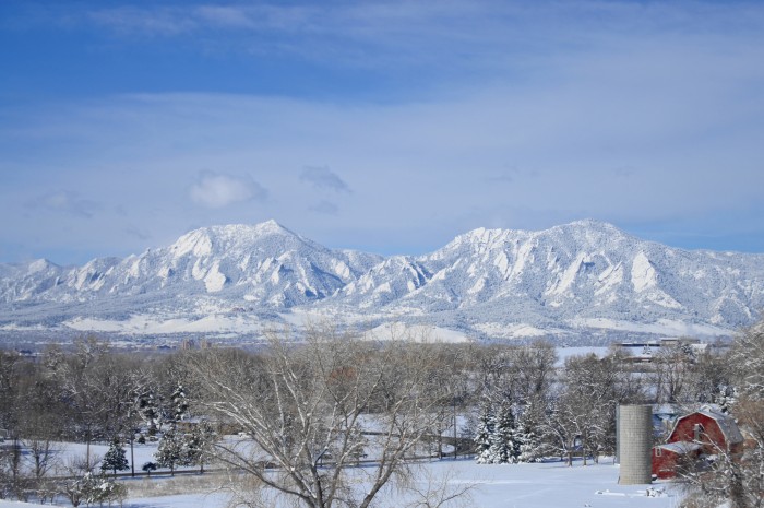 Snow Covered Flatirons Boulder Colorado