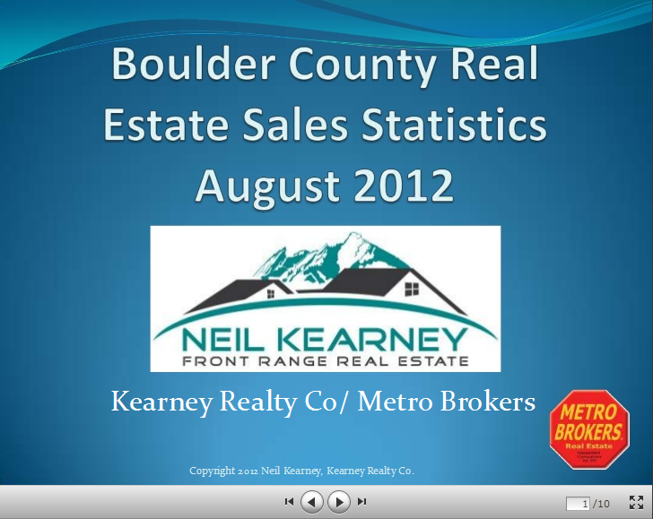 Boulder Colorado Real Estate Statistics for August 2012