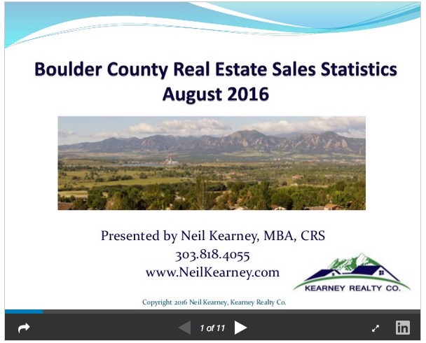 Boulder County Real Estate Statistics for August 2016